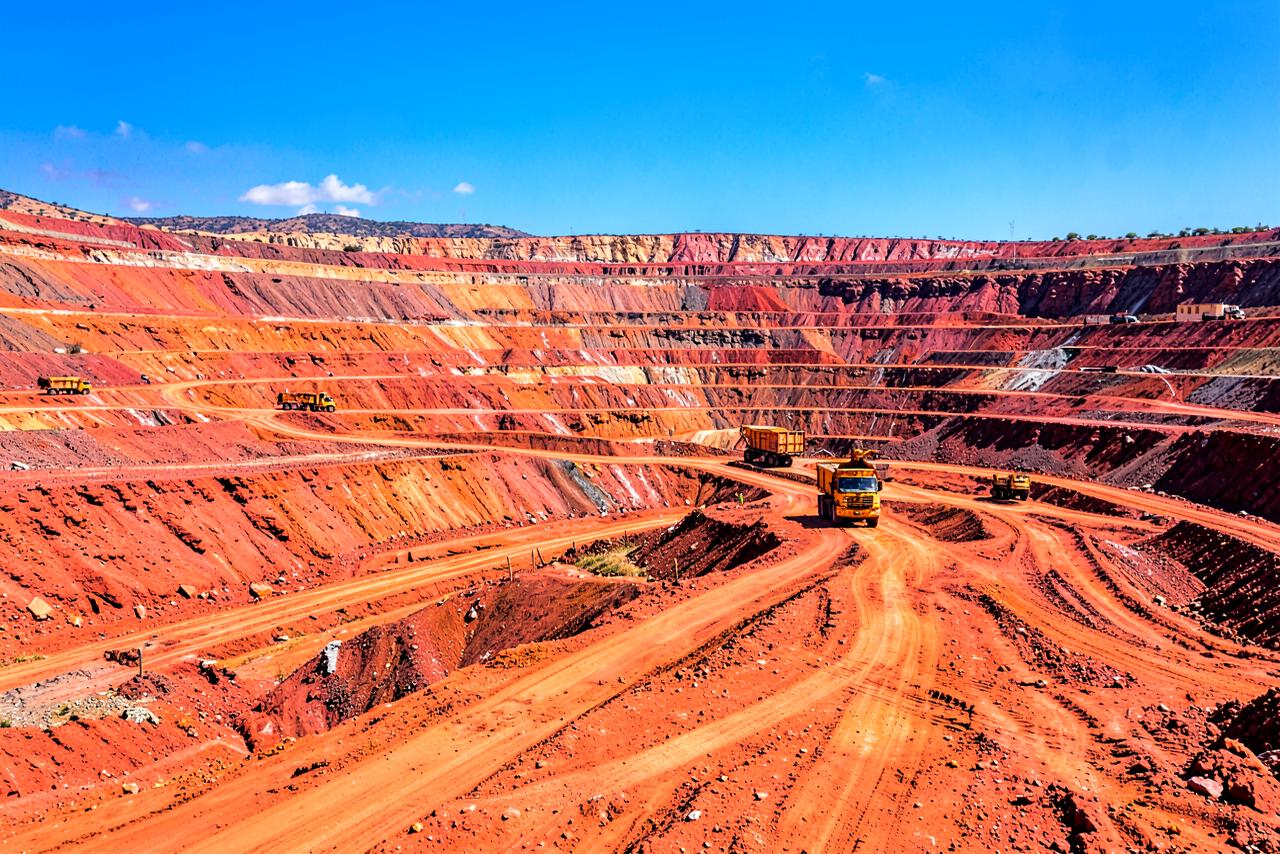 Mining haul equipment at an open pit operation